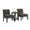 Benzara Transitional Style 3 Piece Set with One Side Table and Two Chairs, Black