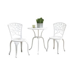 Benzara Transitional Style Table Set of 1 Table and 2 Chairs with Cabriole Legs, White