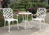 Benzara Aluminum Table Set with Open Diamond Pattern Chairs, Set of 3, White
