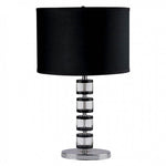 Benzara Contemporary Style Metal and Crystal Table Lamp with Geometric Design, Black