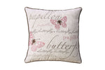 Benzara Contemporary Style Set of 2 Throw Pillows with Butterfly Motifs , Natural