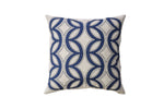 Benzara Contemporary Style Semi Circular Patterns Set of 2 Throw Pillows, Indigo Blue