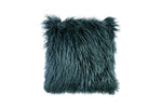 Benzara Contemporary Style Shaggy Set of 2 Throw Pillows, Teal Blue