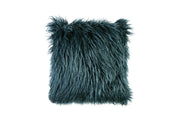 Benzara Contemporary Style Shaggy Set of 2 Throw Pillows, Teal Blue