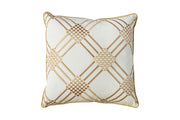 Benzara Contemporary Style Set of 2 Throw Pillows with Diamond Patterns, Ivory, Yellow