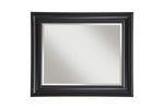 Benzara Framed Wall Mirror with Beveled Glass , Black