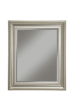 Benzara Polystyrene Framed Wall Mirror with Beveled Glass, Champagne Silver
