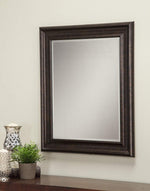 Benzara Polystyrene Framed Wall Mirror with Beveled Glass, Oil Rubbed Bronze
