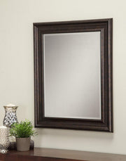 Benzara Polystyrene Framed Wall Mirror with Beveled Glass, Oil Rubbed Bronze