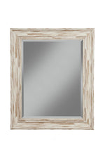 Benzara Polystyrene Framed Wall Mirror with Sharp Edges, Antique White