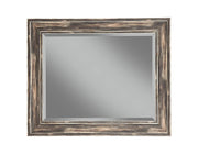 Benzara Polystyrene Framed Wall Mirror with Sharp Edges, Antique Black