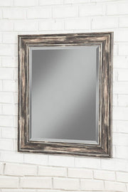 Benzara Polystyrene Framed Wall Mirror with Sharp Edges, Antique Black