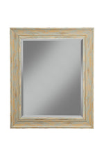 Benzara Polystyrene Framed Wall Mirror with Sharp Edges, Antique Turquoise Blue