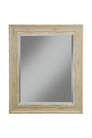 Benzara Polystyrene Framed Wall Mirror with Sharp Edges, Antique Turquoise Blue