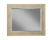 Benzara Polystyrene Framed Wall Mirror with Sharp Edges, Antique Turquoise Blue