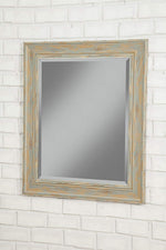 Benzara Polystyrene Framed Wall Mirror with Sharp Edges, Antique Turquoise Blue