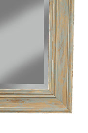 Benzara Polystyrene Framed Wall Mirror with Sharp Edges, Antique Turquoise Blue