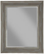 Benzara Polystyrene Framed Wall Mirror with Sharp Edges, Antique Gray