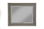 Benzara Polystyrene Framed Wall Mirror with Sharp Edges, Antique Gray