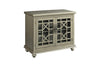 Benzara Wooden TV Stand with Bun Feet, Antique Silver