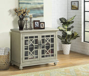 Benzara Wooden TV Stand with Bun Feet, Antique Silver