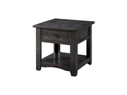 Benzara Wooden End Table with Drawer & Shelf, Antique Black