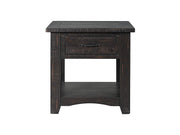 Benzara Wooden End Table with Drawer & Shelf, Antique Black