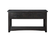 Benzara Wooden Console Table with Three Drawers, Antique Black
