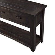 Benzara Wooden Console Table with Three Drawers, Antique Black