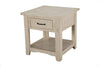 Benzara Wooden End Table with 1 Drawer & 1 Shelf, Antique White