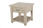 Benzara Wooden End Table with 1 Drawer & 1 Shelf, Antique White