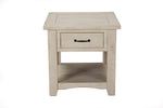 Benzara Wooden End Table with 1 Drawer & 1 Shelf, Antique White