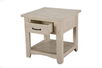 Benzara Wooden End Table with 1 Drawer & 1 Shelf, Antique White