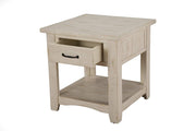 Benzara Wooden End Table with 1 Drawer & 1 Shelf, Antique White