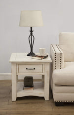 Benzara Wooden End Table with 1 Drawer & 1 Shelf, Antique White