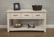 Benzara Wooden Console Table with Three Drawers, Antique White