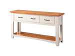 Benzara Dual Tone Wooden Console Table with Three Drawers, White and Brown