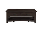 Benzara Wooden Coffee Table with Two Drawers, Espresso Brown