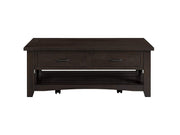 Benzara Wooden Coffee Table with Two Drawers, Espresso Brown