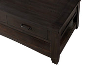 Benzara Wooden Coffee Table with Two Drawers, Espresso Brown
