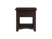 Benzara Wooden End Table with 1 Drawer & 1 Shelf, Espresso Brown