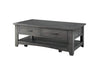 Benzara Wooden Coffee Table with Two Spacious Drawers, Gray