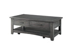 Benzara Wooden Coffee Table with Two Spacious Drawers, Gray