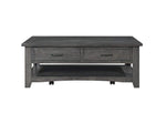 Benzara Wooden Coffee Table with Two Spacious Drawers, Gray