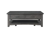 Benzara Wooden Coffee Table with Two Spacious Drawers, Gray