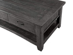 Benzara Wooden Coffee Table with Two Spacious Drawers, Gray