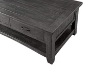Benzara Wooden Coffee Table with Two Spacious Drawers, Gray