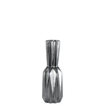 Benzara Ceramic Patterned Bottle Vase in Matte Finish, Small,  Silver