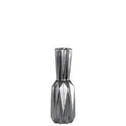 Benzara Ceramic Patterned Bottle Vase in Matte Finish, Small,  Silver
