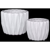 Benzara Round Ceramic Vase with 3D Triangle Pattern, Set of 2, White